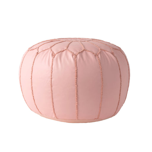 Baby Pink Faux Leather Pouf for Living Room Decor