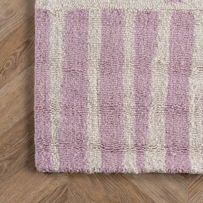 Baby Pink Geometric Wool Area Rug 150x200 cm