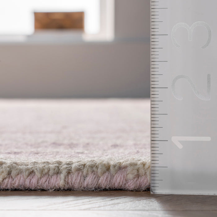 Baby Pink Geometric Wool Area Rug 150x200 cm