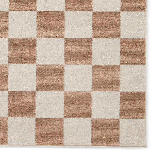 Baltimore 66618 Modern Checkerboard High-Density Smooth Polyester Flat-Pile Beige Rug