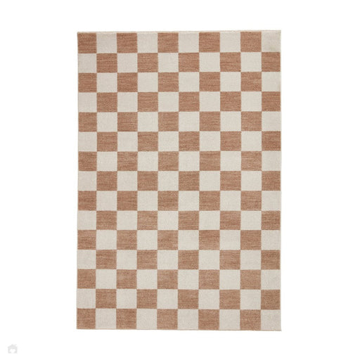 Baltimore 66618 Modern Checkerboard High-Density Smooth Polyester Flat-Pile Beige Rug