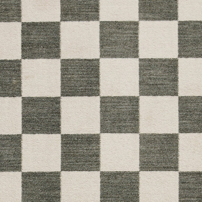 Baltimore 66618 Modern Checkerboard High-Density Smooth Polyester Flat-Pile Green Rug