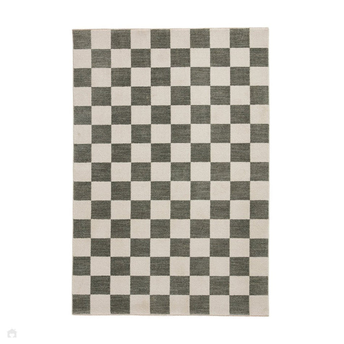 Baltimore 66618 Modern Checkerboard High-Density Smooth Polyester Flat-Pile Green Rug