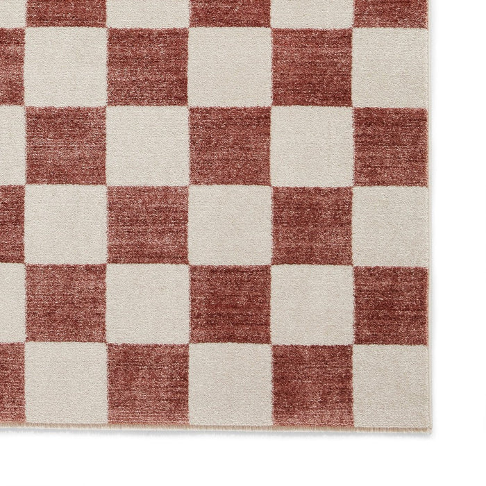 Baltimore 66618 Modern Checkerboard High-Density Smooth Polyester Flat-Pile Plum Rug