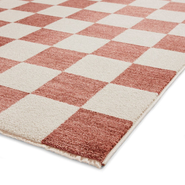 Baltimore 66618 Modern Checkerboard High-Density Smooth Polyester Flat-Pile Plum Rug