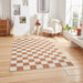 Baltimore 66618 Modern Checkerboard High-Density Smooth Polyester Flat-Pile Walnut Rug