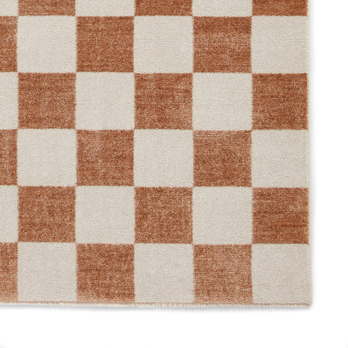 Baltimore 66618 Modern Checkerboard High-Density Smooth Polyester Flat-Pile Walnut Rug