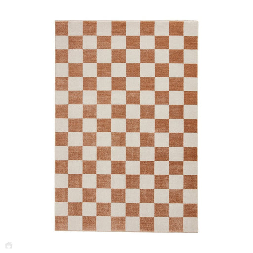 Baltimore 66618 Modern Checkerboard High-Density Smooth Polyester Flat-Pile Walnut Rug