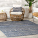 Banded Blue Indoor Outdoor Area Rug 152x244 cm