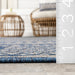 Banded Blue Indoor Outdoor Area Rug 152x244 cm