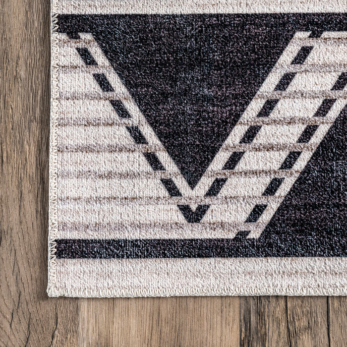 Banded Charcoal Washable Rug for Busy Homes