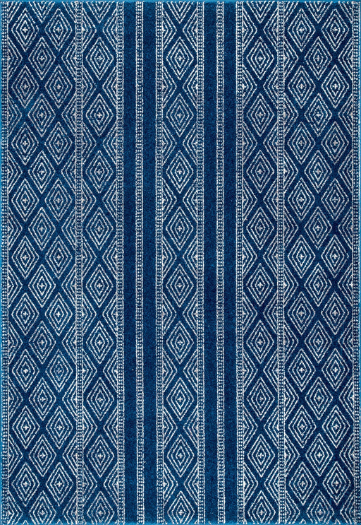 Banded Diamond Pattern Blue Area Rug 120x180 cm