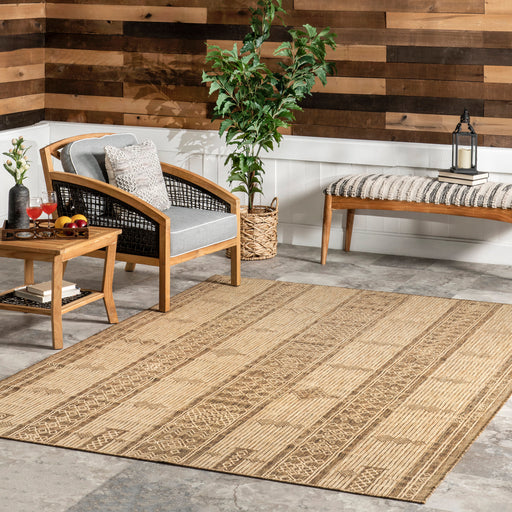 Banded Flatweave Rug for Indoor and Outdoor Use 120x180 cm