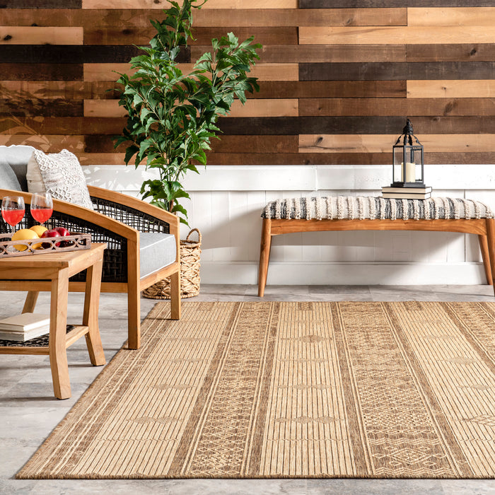 Banded Flatweave Rug for Indoor and Outdoor Use 120x180 cm