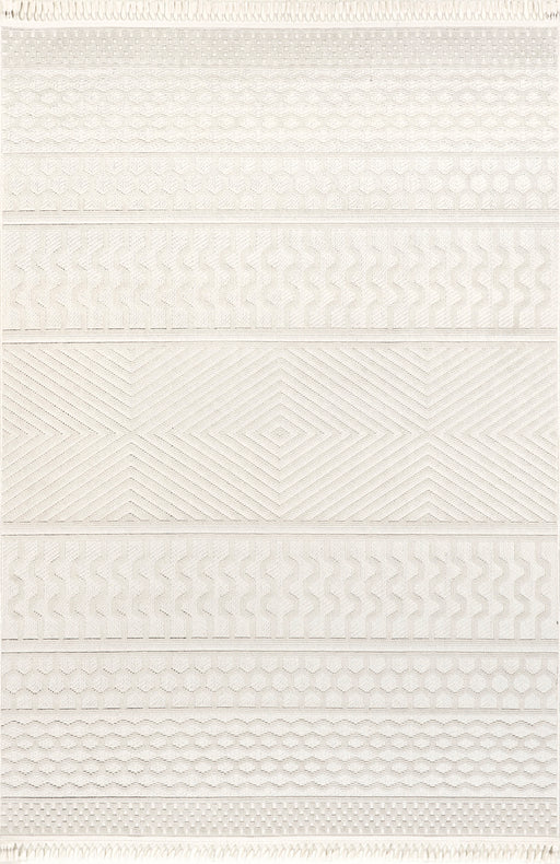 Banded Geometric Area Rug 120x180 cm Beige