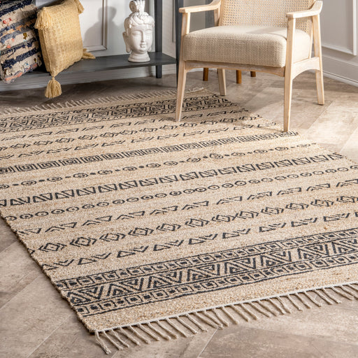 Banded Jute Area Rug 130x180 cm