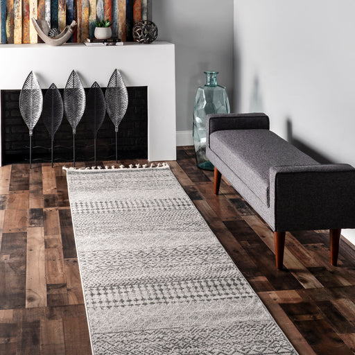 Banded Striped Area Rug Grey 120x180 cm