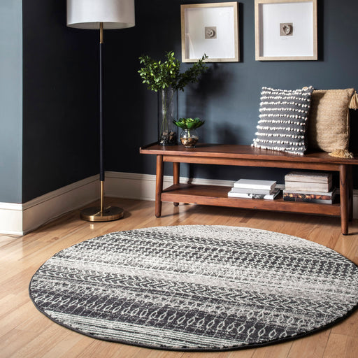 Banded Stripes Area Rug In Dark Grey 140x200 cm