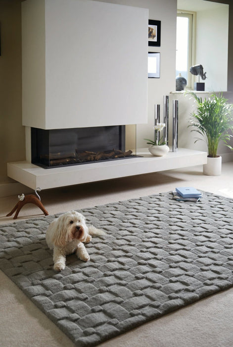 Basket Weave 3D Grey Rug