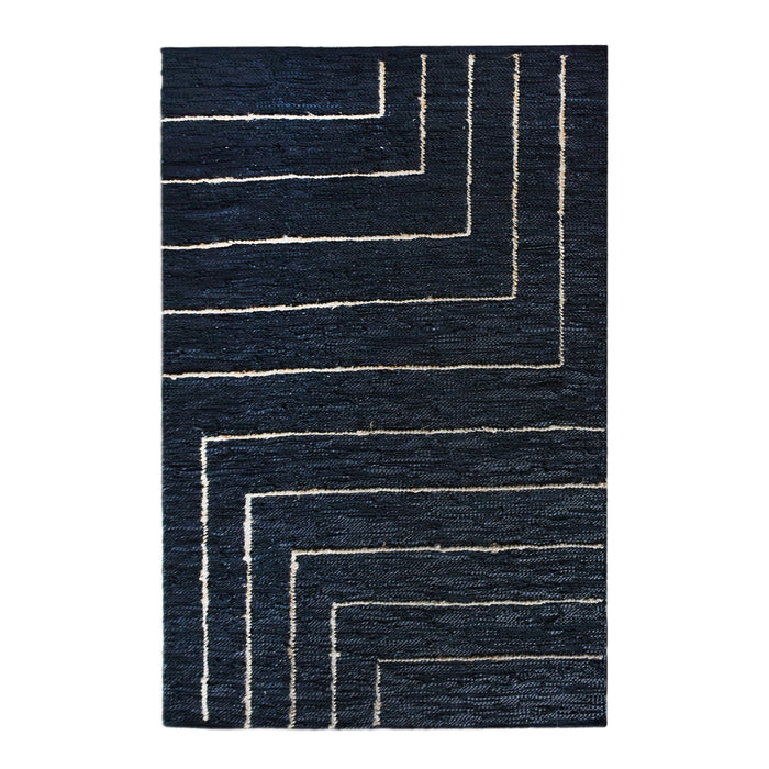 Baskin Hand-Woven Leather And Hemp Area Rug 5x7 Feet