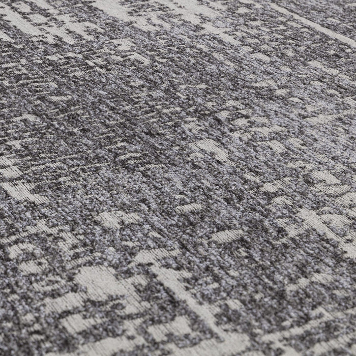 Beau Modern Abstract Distressed Shimmer Soft Textured Flatweave Carbon Rug