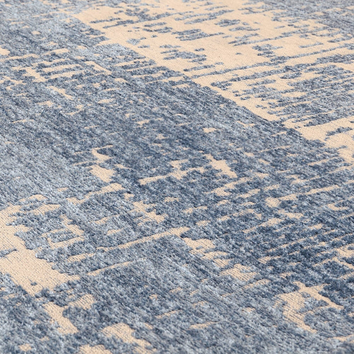 Beau Modern Abstract Distressed Shimmer Soft Textured Flatweave Denim Rug