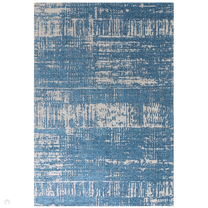 Beau Modern Abstract Distressed Shimmer Soft Textured Flatweave Denim Rug