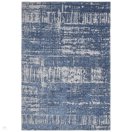 Beau Modern Abstract Distressed Shimmer Soft Textured Flatweave Denim Rug