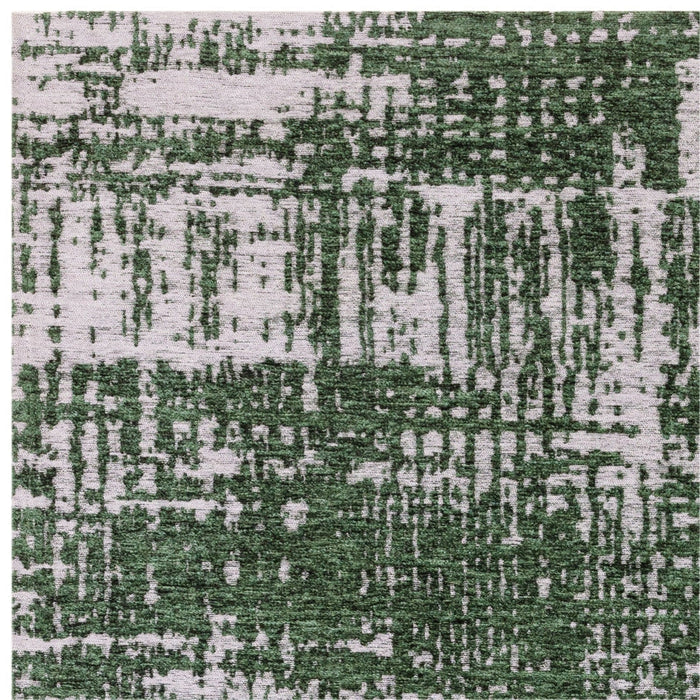 Beau Modern Abstract Distressed Shimmer Soft Textured Flatweave Forest Rug