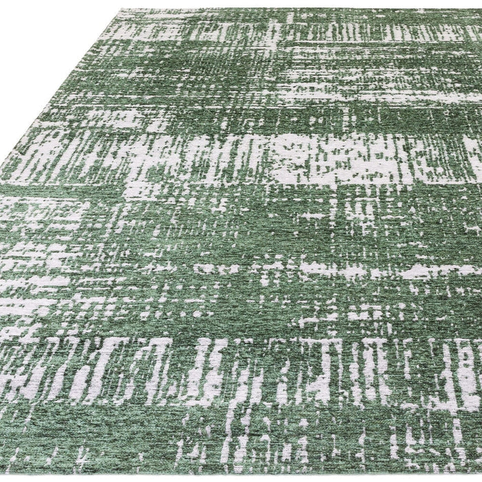 Beau Modern Abstract Distressed Shimmer Soft Textured Flatweave Forest Rug