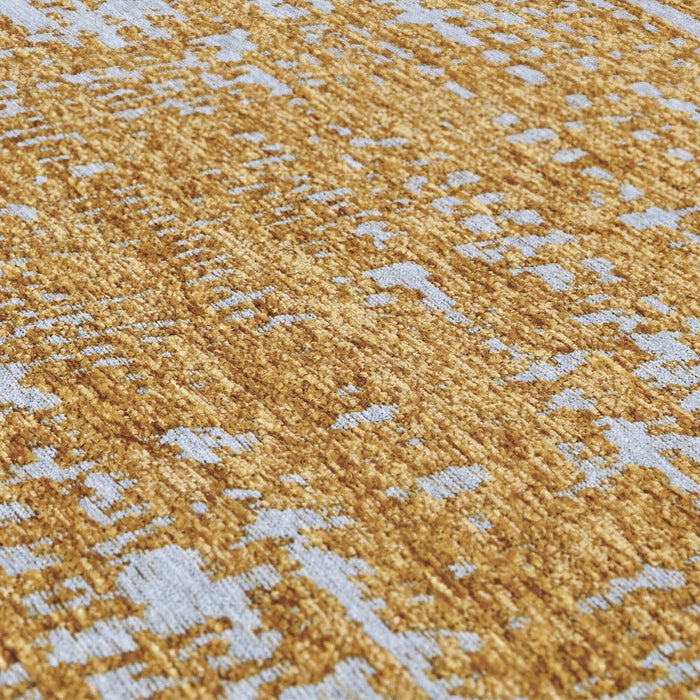 Beau Modern Abstract Distressed Shimmer Soft Textured Flatweave Gold Rug