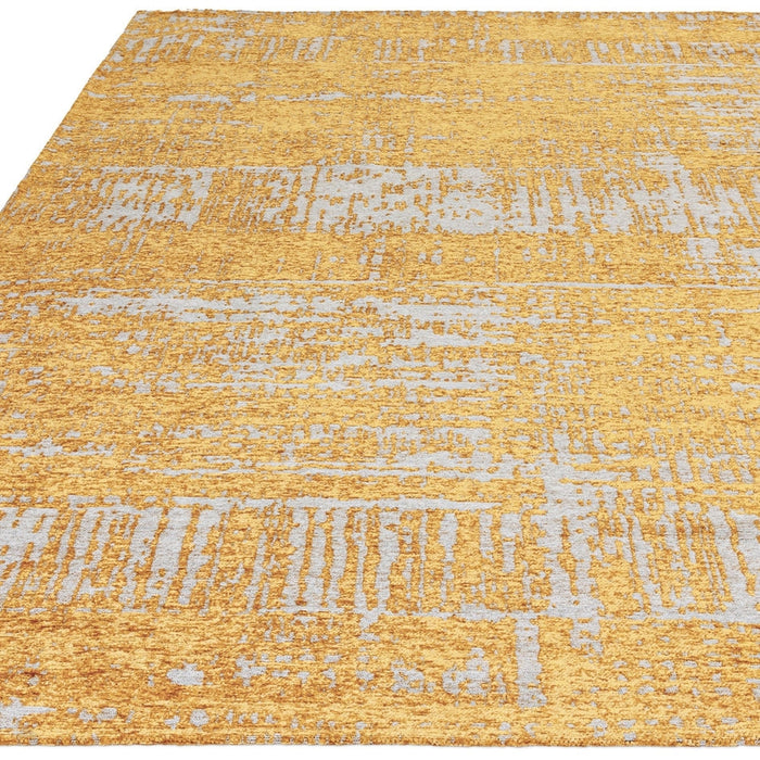 Beau Modern Abstract Distressed Shimmer Soft Textured Flatweave Gold Rug