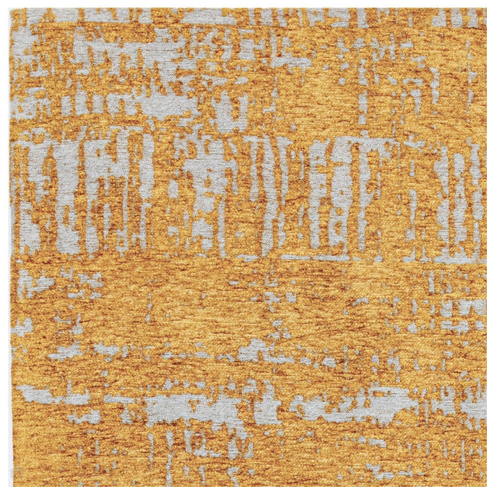 Beau Modern Abstract Distressed Shimmer Soft Textured Flatweave Gold Rug