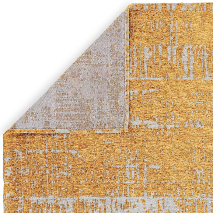 Beau Modern Abstract Distressed Shimmer Soft Textured Flatweave Gold Rug