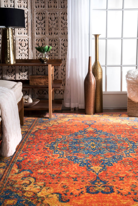 Beguiled Orange Medallion Area Rug 160x230 cm