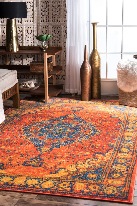 Beguiled Orange Medallion Area Rug 160x230 cm