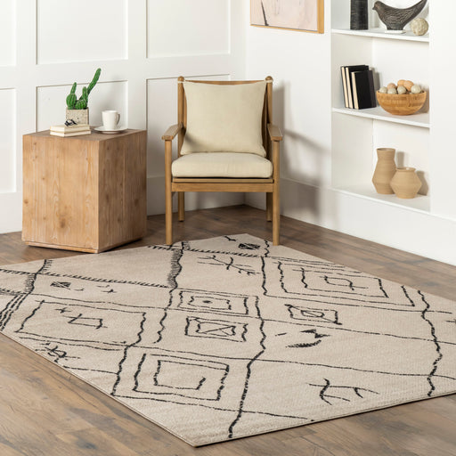 Beige Abstract Design Area Rug for Modern Living Spaces