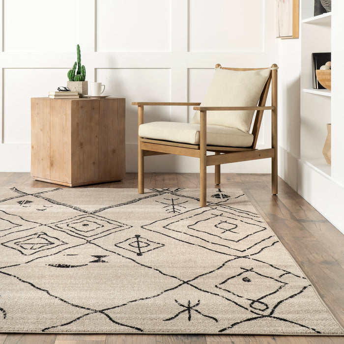 Beige Abstract Design Area Rug for Modern Living Spaces