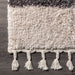 Beige Abstract Shag Rug With Tassels For Modern Spaces