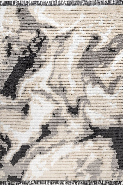 Beige Abstract Tasseled Area Rug 120x170 cm