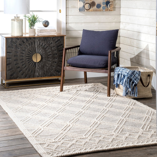 Beige Argyle Trellis Area Rug 120x180 cm