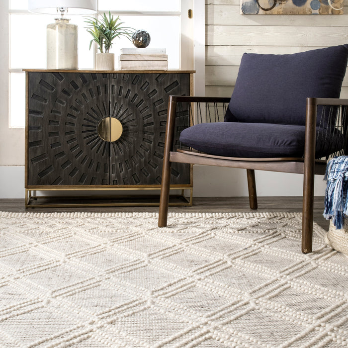 Beige Argyle Trellis Area Rug 120x180 cm