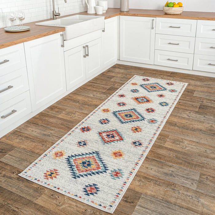 Beige Aztec Diamond Area Rug for Living Room and Bedroom