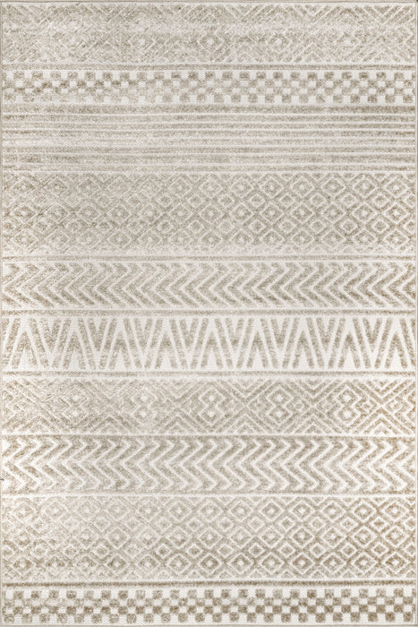 Beige Banded Indoor Outdoor Area Rug 120x180 cm