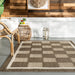 Beige Checkerboard Rug for Indoor and Outdoor Spaces