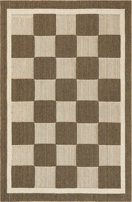 Beige Checkerboard Rug for Indoor and Outdoor Spaces