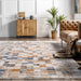 Beige Checkered Area Rug 140x200 cm for Living Room