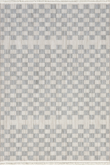 Beige Checkered Area Rug With Tasseled Ends 160x230 cm