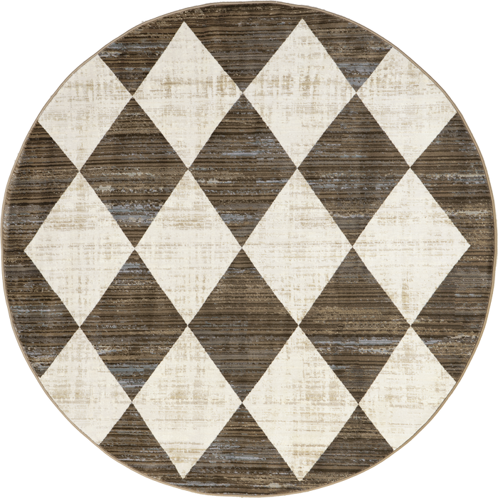 Beige Checkered Fringed Area Rug 90x150 cm