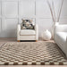 Beige Checkered Shag Rug 120x180 cm